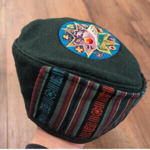 Dharmachakra Embroidered‎ Round Adult Sherpa Cap Hat Tibet Nepal Ganesh Himal